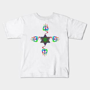 Star of David with Trishul Om Kids T-Shirt